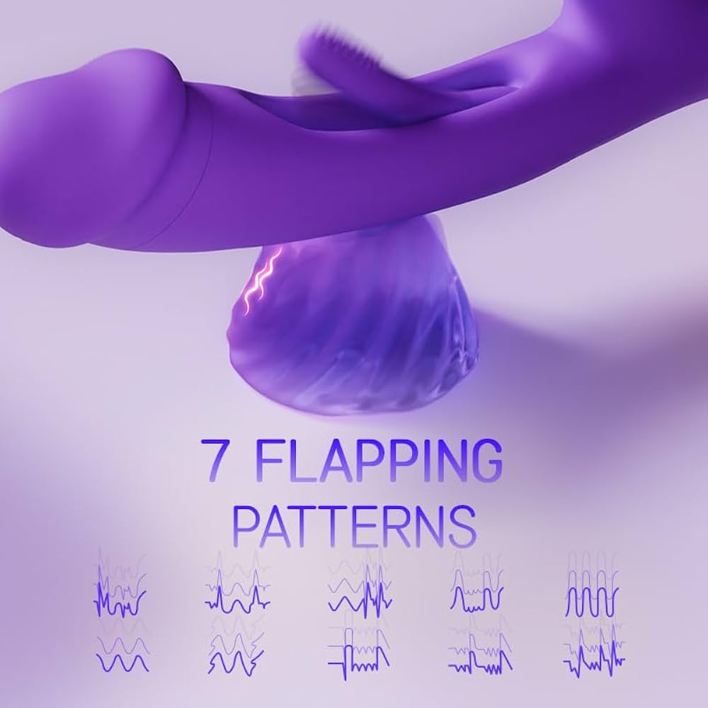 Vibrating and tongue flapping rabbit vibrator with beaded clit stimulator and beaded butt plug.