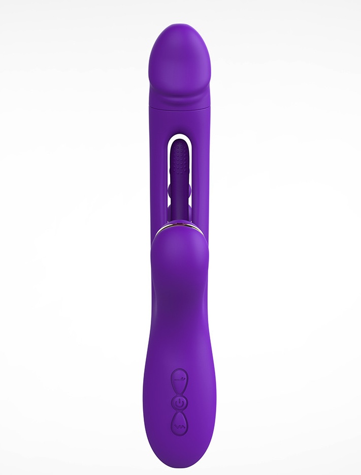 Vibrating and tongue flapping rabbit vibrator with Sucker and beaded butt plug