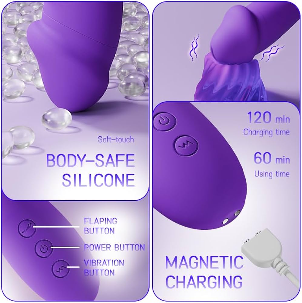 Vibrating and tongue flapping rabbit vibrator with Sucker and beaded butt plug