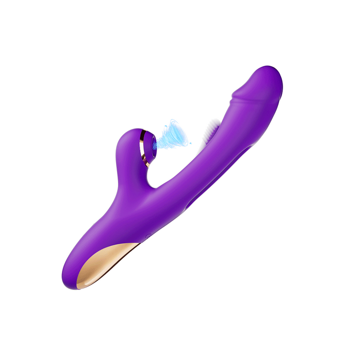 Vibrating and tongue flapping rabbit vibrator with beaded sucker