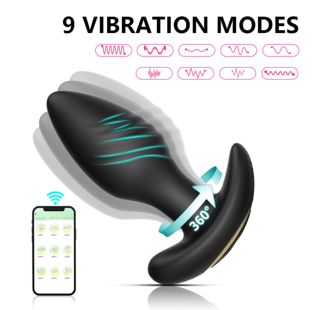 App Controlled 360 Rotating And Vibrating Butt Plug